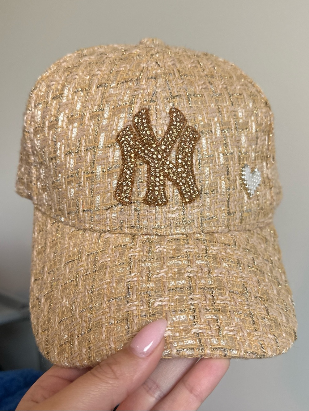 Embellished NY yankees rhinestone Tweed adjustable Baseball Cap